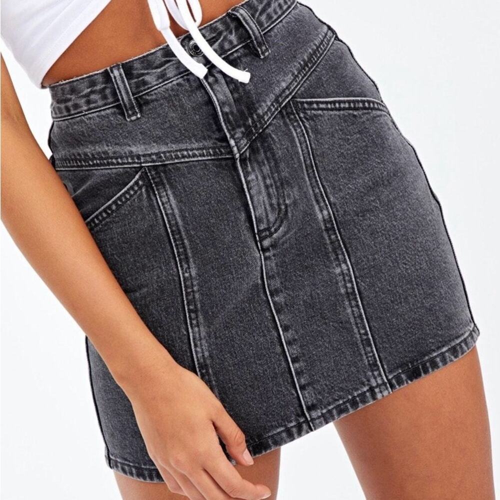 Topshop Denim Notch Waist Skirt